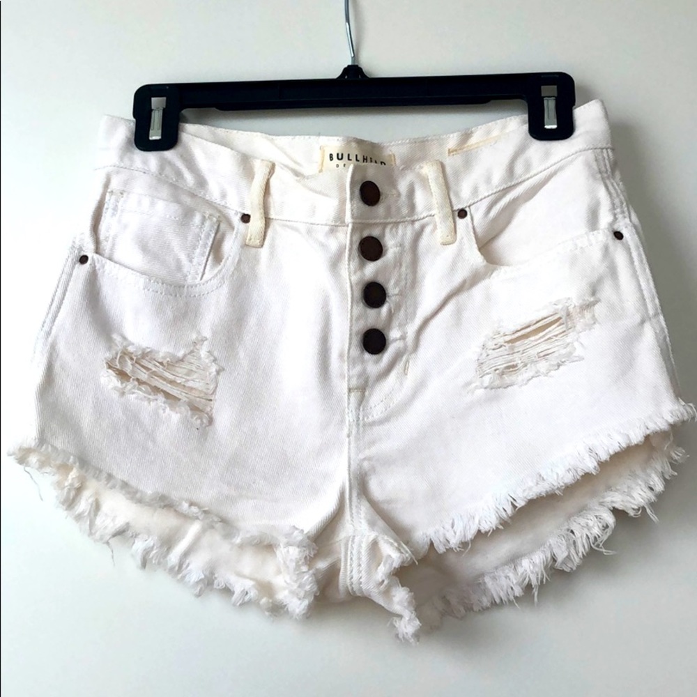 High-Rise White Jean Shorts Size 26